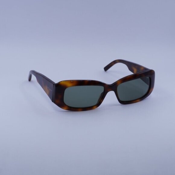 Saint Laurent SL418 002 Sunglasses Havana Rectangle Frame, Green Lenses main image 5